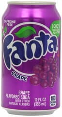 Fanta Grape Flavored Soft Drink Caffeine Free 12oz