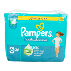 Pampers Rash Protection Diapers Size 6 Plus 13kg Mega Pack 36 Diapers