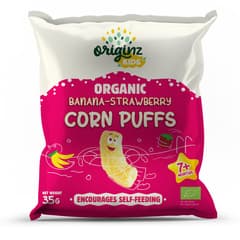 Originz Kids Organic Banana Strawberry Corn Puffs 35 G