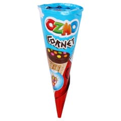 Ozmo Cornet Wafer With Hazelnut Cream And Colored Sugar Coated Cocoa Dragee 25g