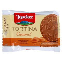 Loacker Tortina Caramel Milk Chocolate With Caramel Cream Filing 21g