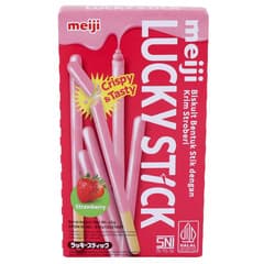 Meiji Lucky Stick Strawberry Cream Biscuit Sticks 45g