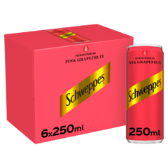 Schweppes Pink Grapefruit Carbonated Soft Drink 6 × 250ml