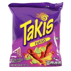 Takis Fuego Hot Chili Pepper Lime Tortilla Chips 4oz