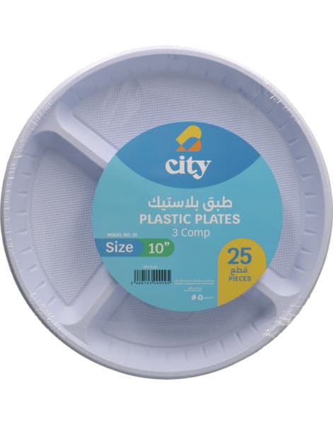 City Plastic Plates With 3 Compartments