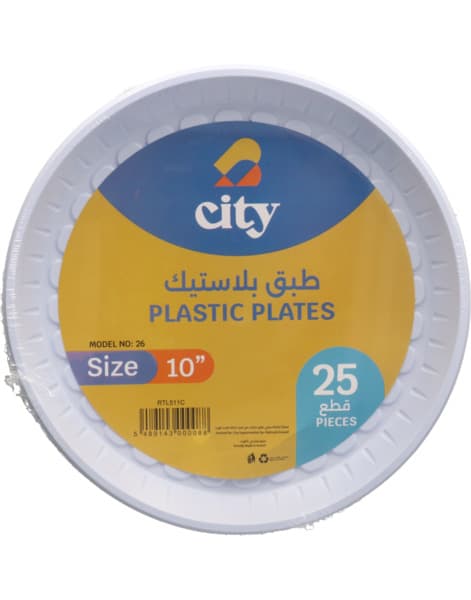City Round Plastic Plate 25X10''