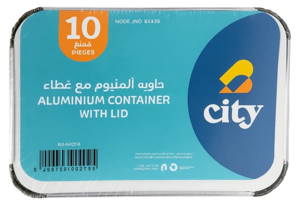City Rectangular Aluminum Container With Lid 10's