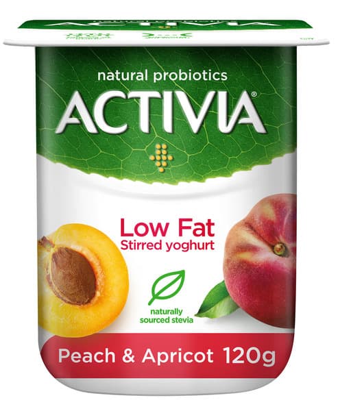 Activia Stirred Yoghurt Peach & Apricot Light 120G