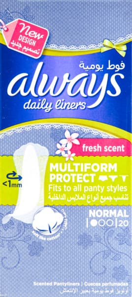 Always Fresh Scent Normal Daily Liners 20's