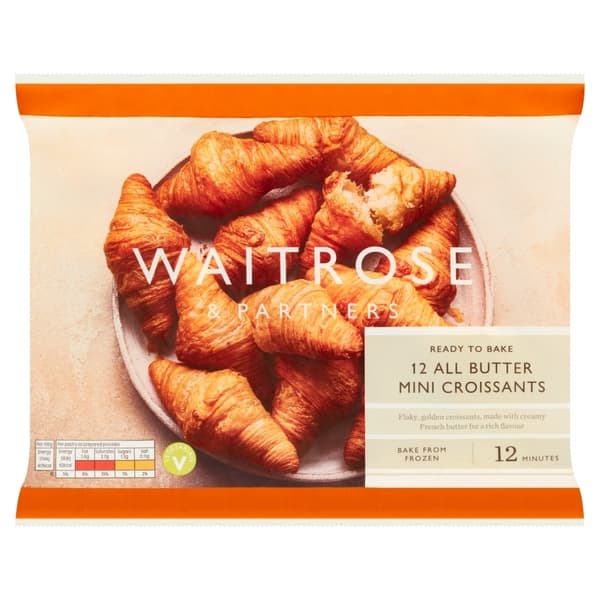 Waitrose Frozen 12 Mini French Croissants 300G