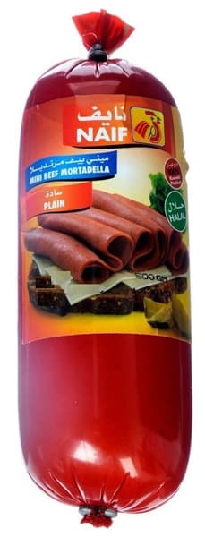 Naif Beef Mortadella Mini Roll Plain 500G