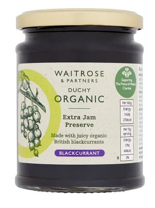 Waitrose Duchy Organic Blackcurrant Preserve 340G