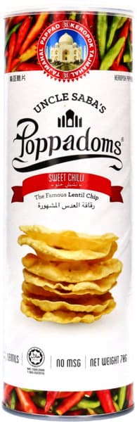 Uncle Saba's Vegan Poppadoms Sweet Chili Flavored Lentil Potato Chips 70G