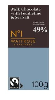 Waitrose No.1 Milk Chocolate With Feuilletine & Salt 100G
