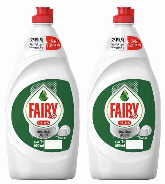 Fairy Plus Dishwashing Liquid 2X600Ml