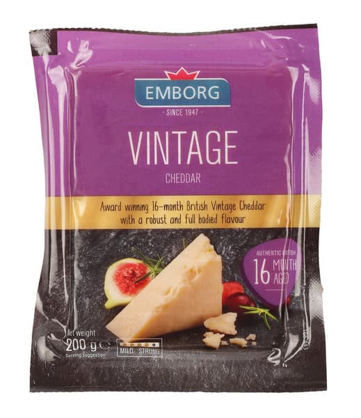 Emborg Vintage Cheddar Cheese Block 200G