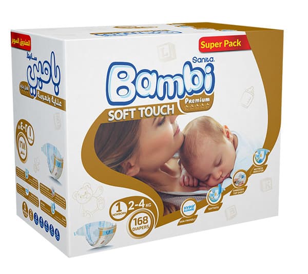 Sanita Bambi New Born Size 1 (2 - 4Kg) Diapers 136's