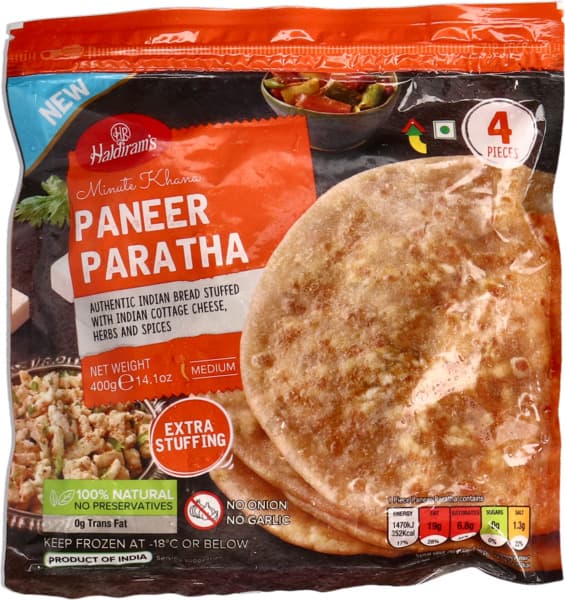 Haldiram's Minute Khana Medium Paneer (Cottage Cheese) Paratha 400G