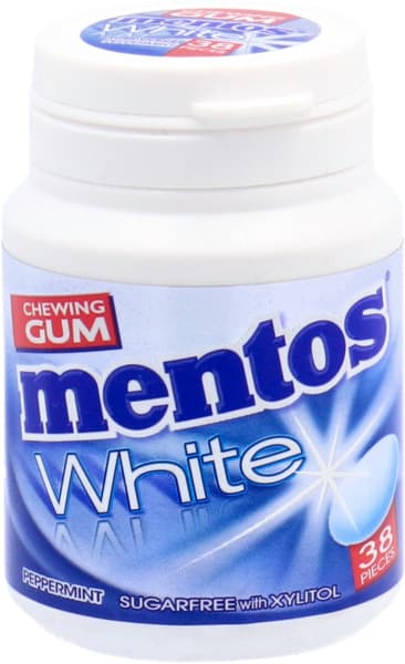 Mentos White Peppermint Chewing Sugar Free Gum 38's