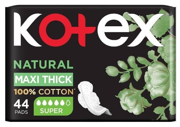 Kotex Natural Cotton Maxi Super Pads 44's