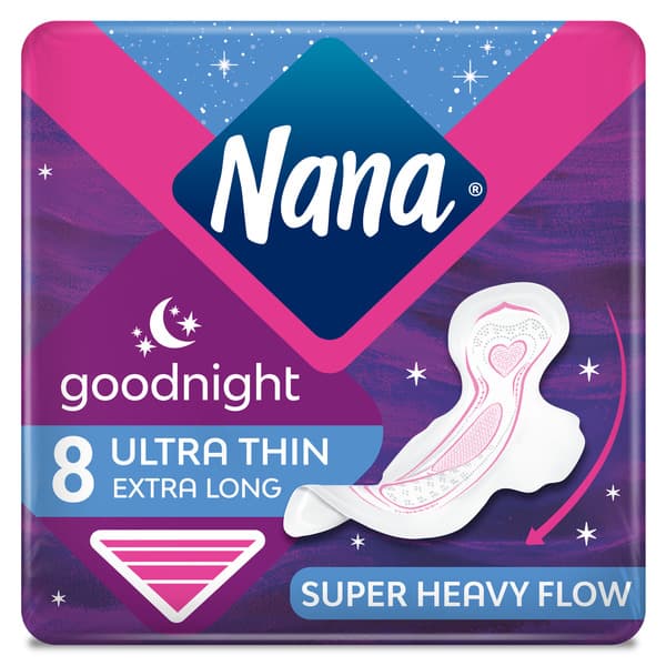 Nana Goodnight Ultra Thin Extra Long Sanitary Pads With Wings For Super Heavy Flow