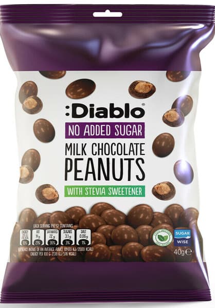 Diablo No Added Sugar Milk Chocolate Peanuts 40G