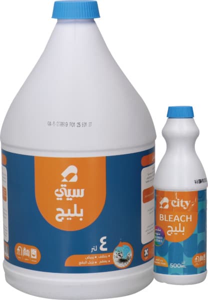 سيتي مبيض سائل 4 لتر + مبيض للملابس الملونة 500 مل
