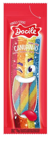 Docile Sour Canudinho Mixed Fruit Candy Sticks 15G