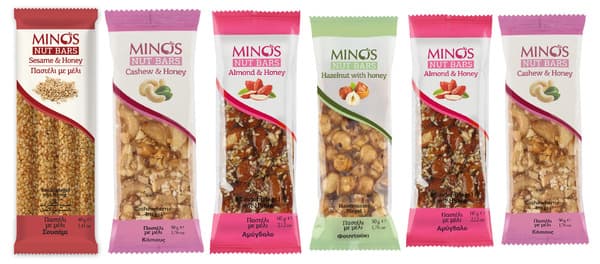 Minos Assorted Crunchys Nut Bars With Honey 6X50G
