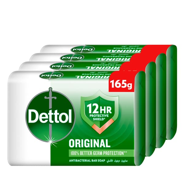 Dettol Original Antibacterial Soap Bar 4X165G