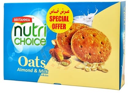 Britannia Nutri Choice Oats Almond Milk Cookies 6X75G