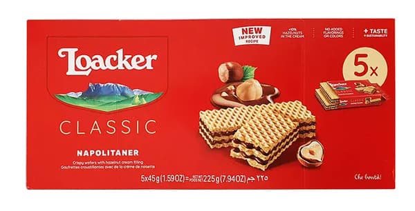 Loacker Classic Napolitaner Wafer 5X45G