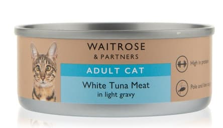 Waitrose & Partners White Tuna Meat In Light Gravy Cat Food For Adult Cats 6X85G