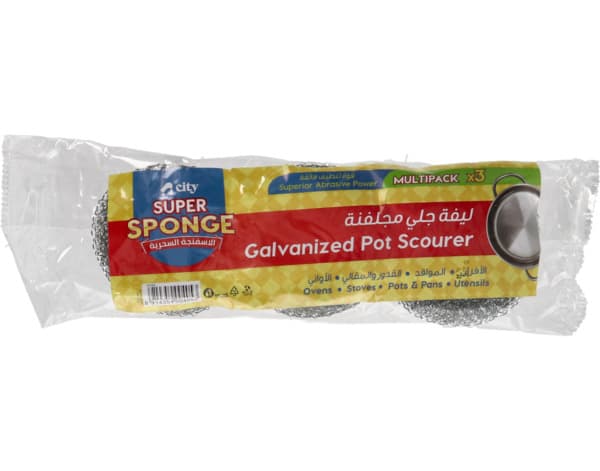City Super Sponge Galvanised Pot Scourer 3's