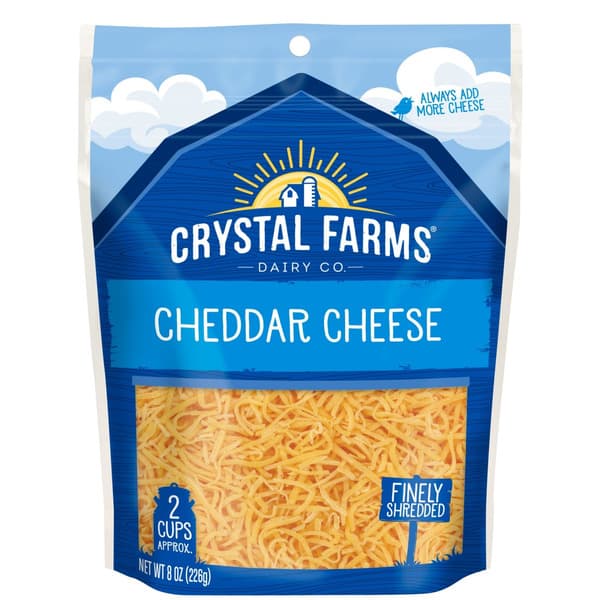 Crystal Farms Finely Shredded Cheddar Cheese 226G