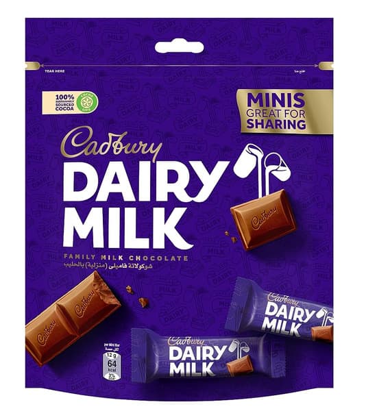 Cadbury Dairy Milk Minis Milk Chocolate Bar Pouch 168G