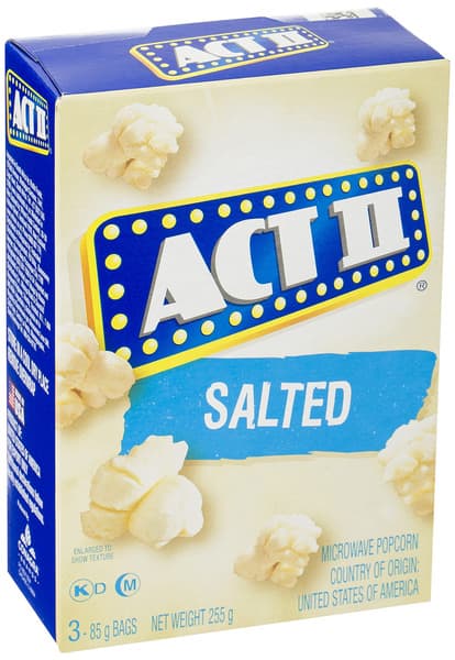 Act II Salted Microwaveable Popcorn 3X85G