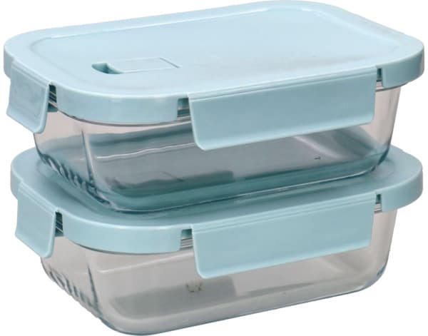 Intohome 2pcs Rectangular Food Canister with Lid 680ml