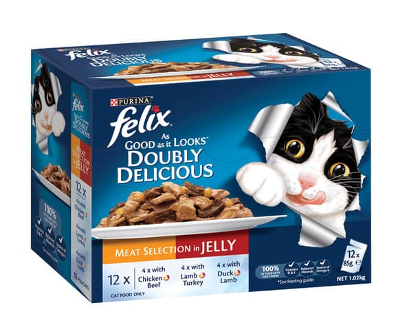 Purina Felix Doubly Delicious Meat Selection In Jelly Wet Cat Food 12X85G
