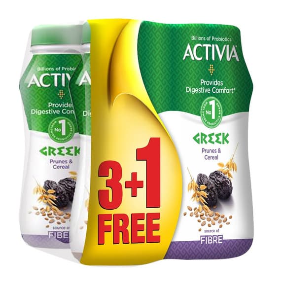 Activia Greek Prunes & Cereal Dairy Drink 4x180ml