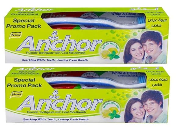 Anchor Toothpaste Lemon Mint Gel 2X125ml + Tooth Brush