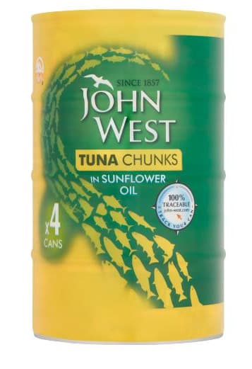 John West Tuna Chunks in Sunflower Oil 4X145G