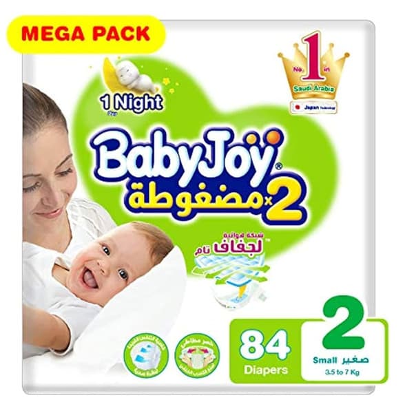 بيبي جوي حفاضات الصغيرة مضغوطة المرحلة الثانية (3.5 إلى 7 كجم) حفاضات دايموند 84 قطعة