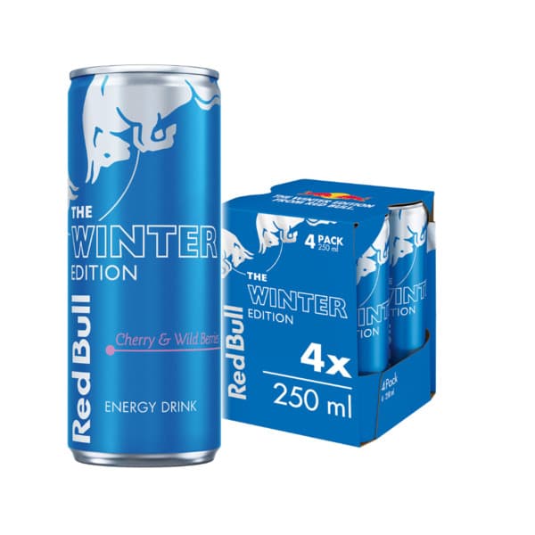 Red Bull Energy Drink, Winter Edition, Cherry & Wild Berries 250ml (4 Pack)