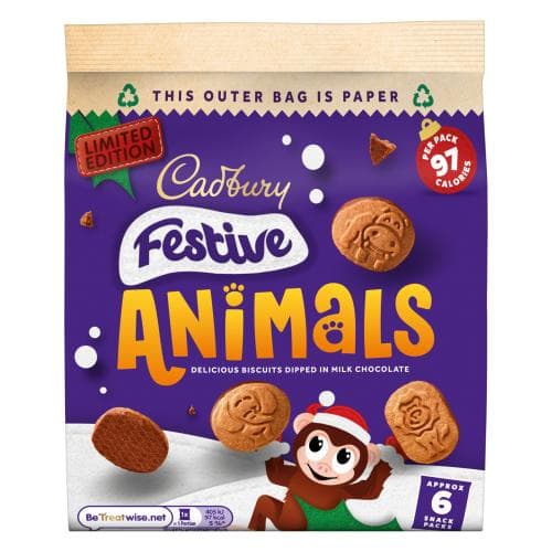 Cadbury Festive Animals Chocolate Biscuits Pouch 266G