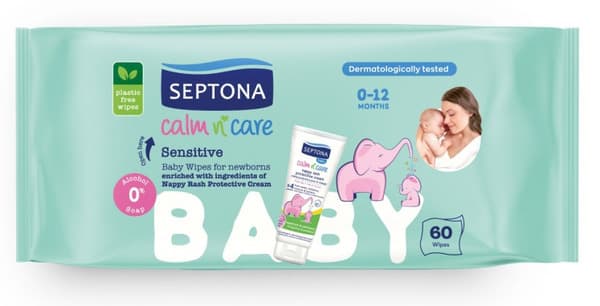 Septona Calm N' Care Sensitive Baby Wipes 60's