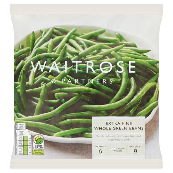 Waitrose Frozen Extra Fine Whole Green Beans 500G