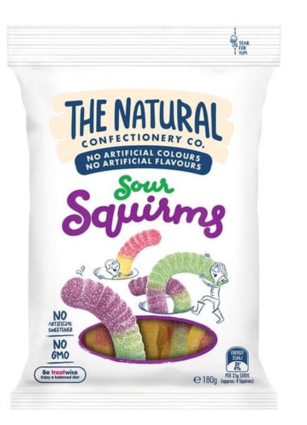The Natural Confectionaery Co. Sour Squirms Jelly 180G