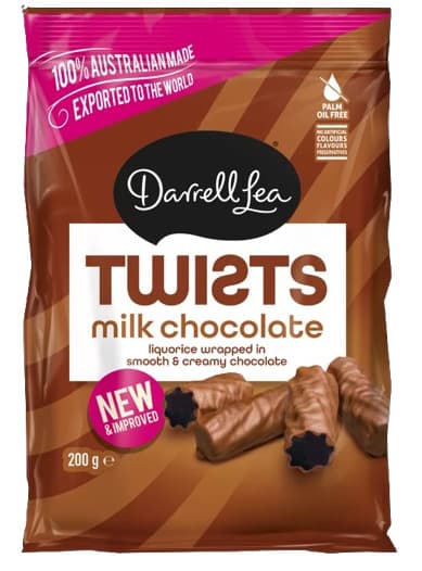 Darrell Lea Milk Chocolate Liquorice Twists 200G