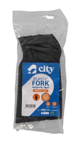 City Plastic Fork Black 50Pcs